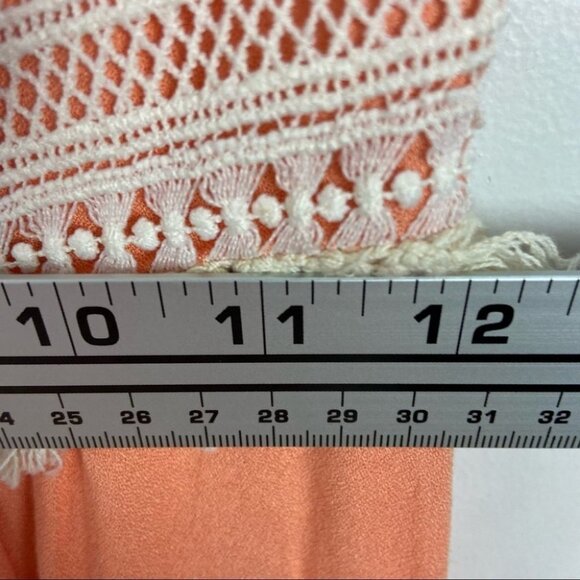 Ella Moss Bohemian Crochet Strapless Maxi Dress Salmon Orange Size XS Boho Raffi - Picture 10 of 13